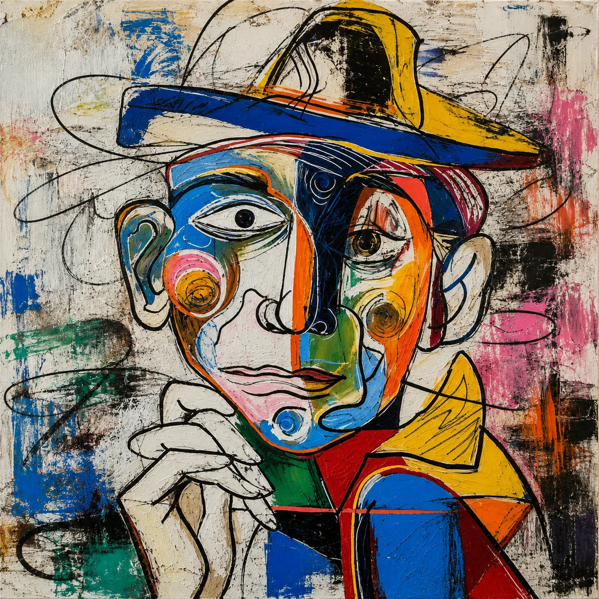 Chromatic Hat Portrait Wall Art artwork view | Olyrel