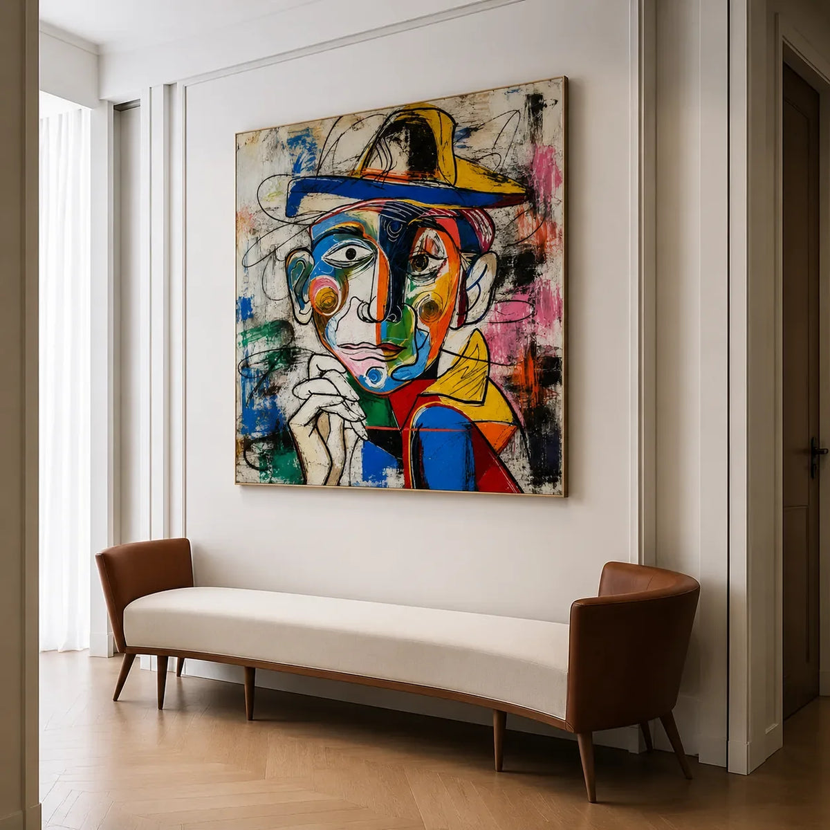 Chromatic Hat Portrait Wall Art styled interior scene 1 | Olyrel