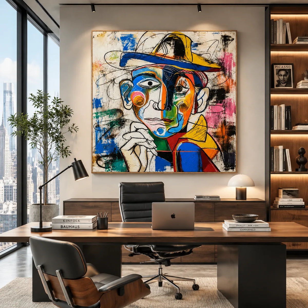 Chromatic Hat Portrait Wall Art styled interior scene 4 | Olyrel