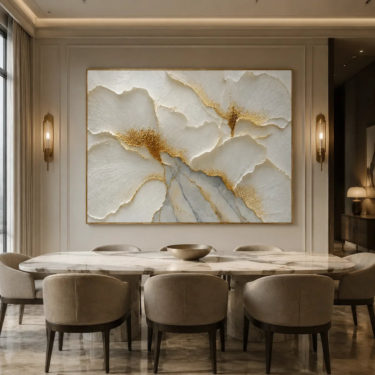 Golden Poppies Relief Wall Art styled interior scene 4 | Olyrel