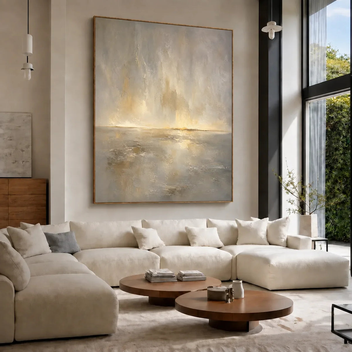 Golden Veil Horizon Wall Art styled interior scene 1 | Olyrel