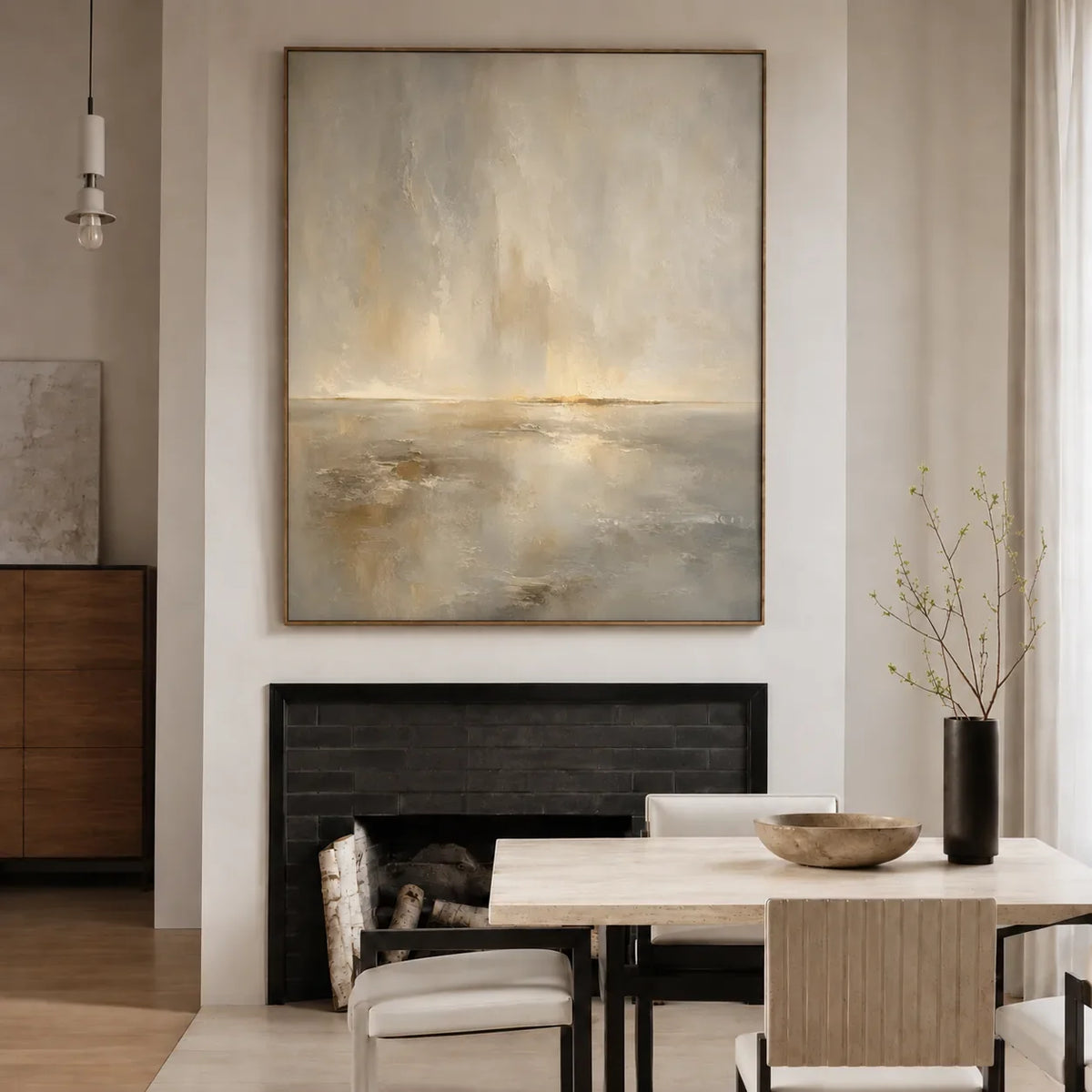 Golden Veil Horizon Wall Art styled interior scene 2 | Olyrel