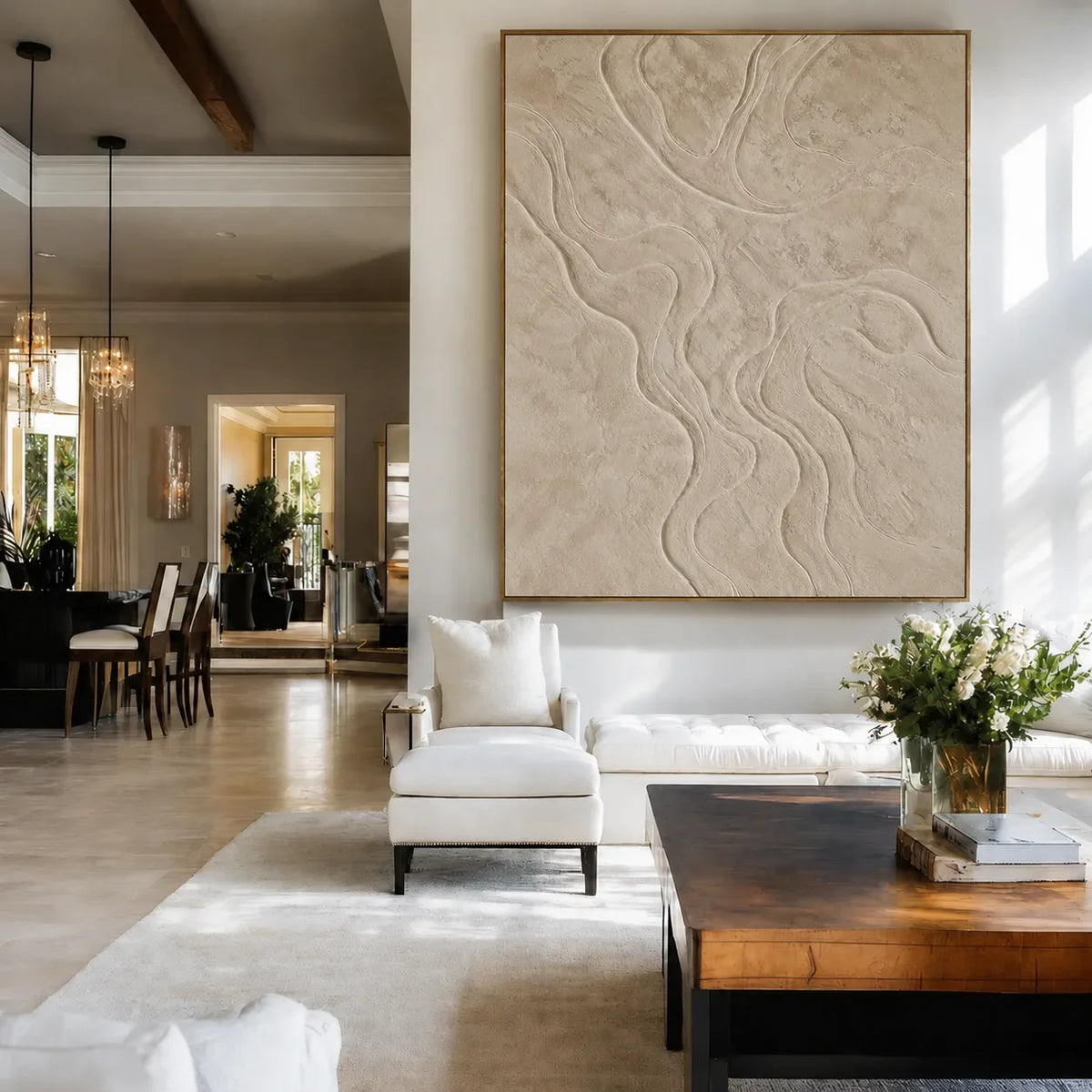 Ivory Contour Textured Wall Art styled interior scene 4 | Olyrel