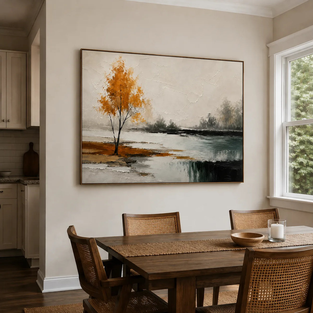 Amber Birch Landscape Wall Art styled interior scene 4 | Olyrel