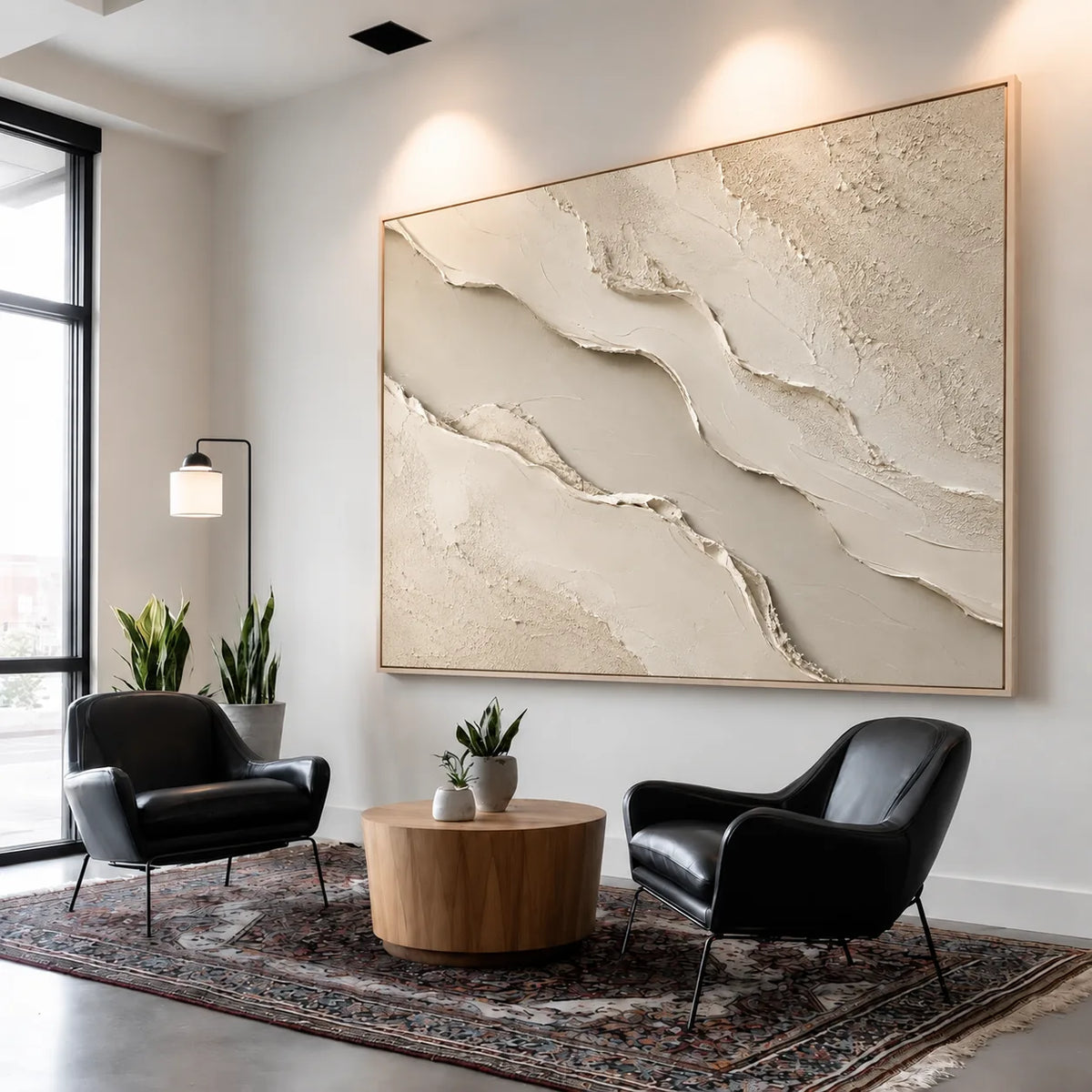 Ivory Rift Textured Wall Art styled interior scene 4 | Olyrel