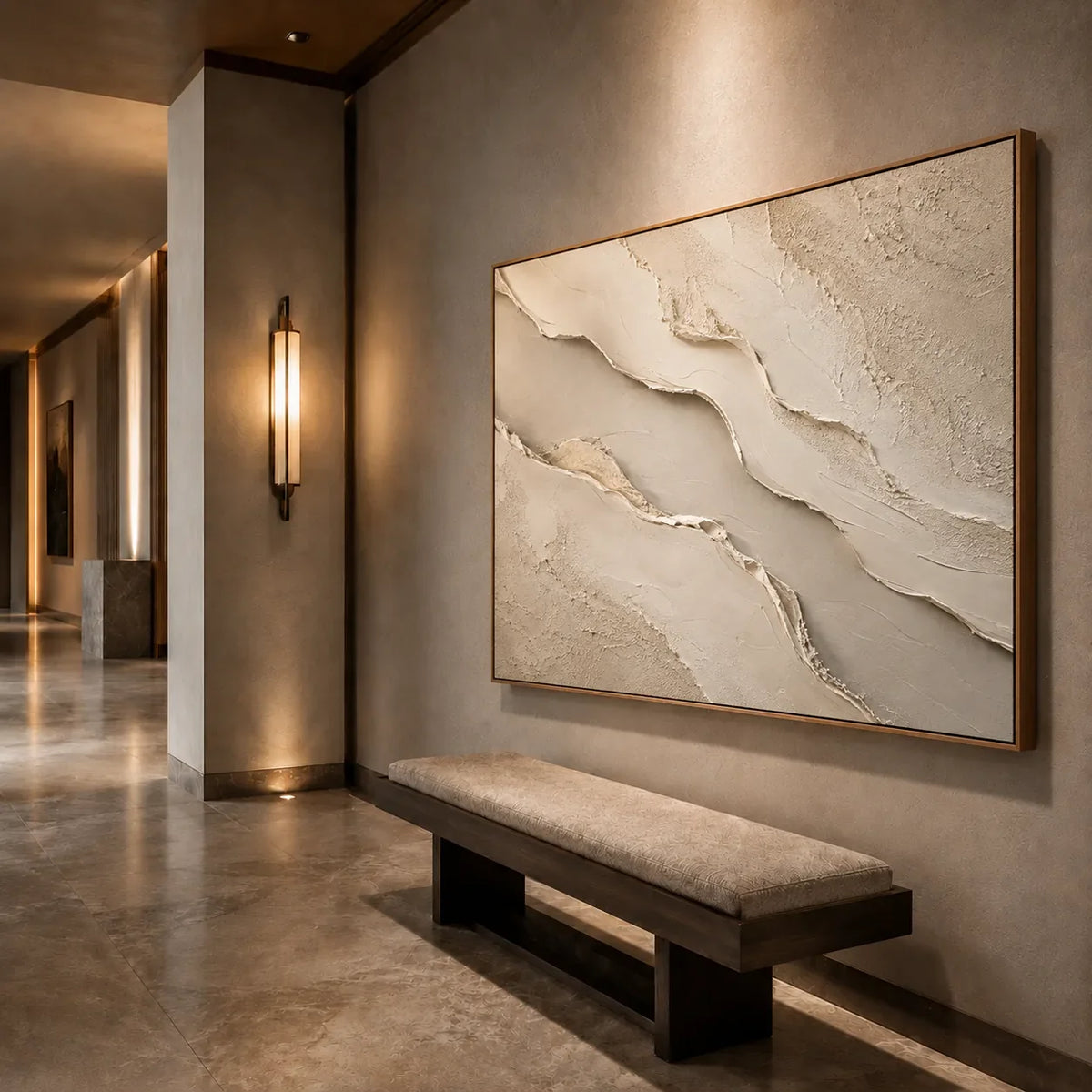 Ivory Rift Textured Wall Art styled interior scene 5 | Olyrel
