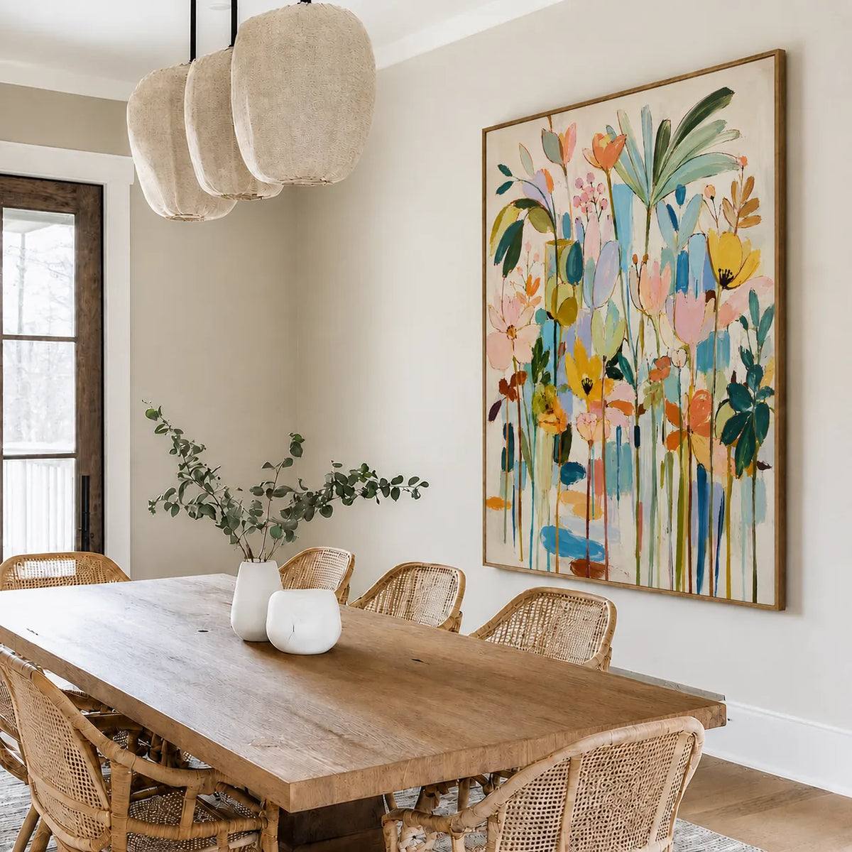 Pastel Garden Floral Wall Art styled interior scene 2 | Olyrel