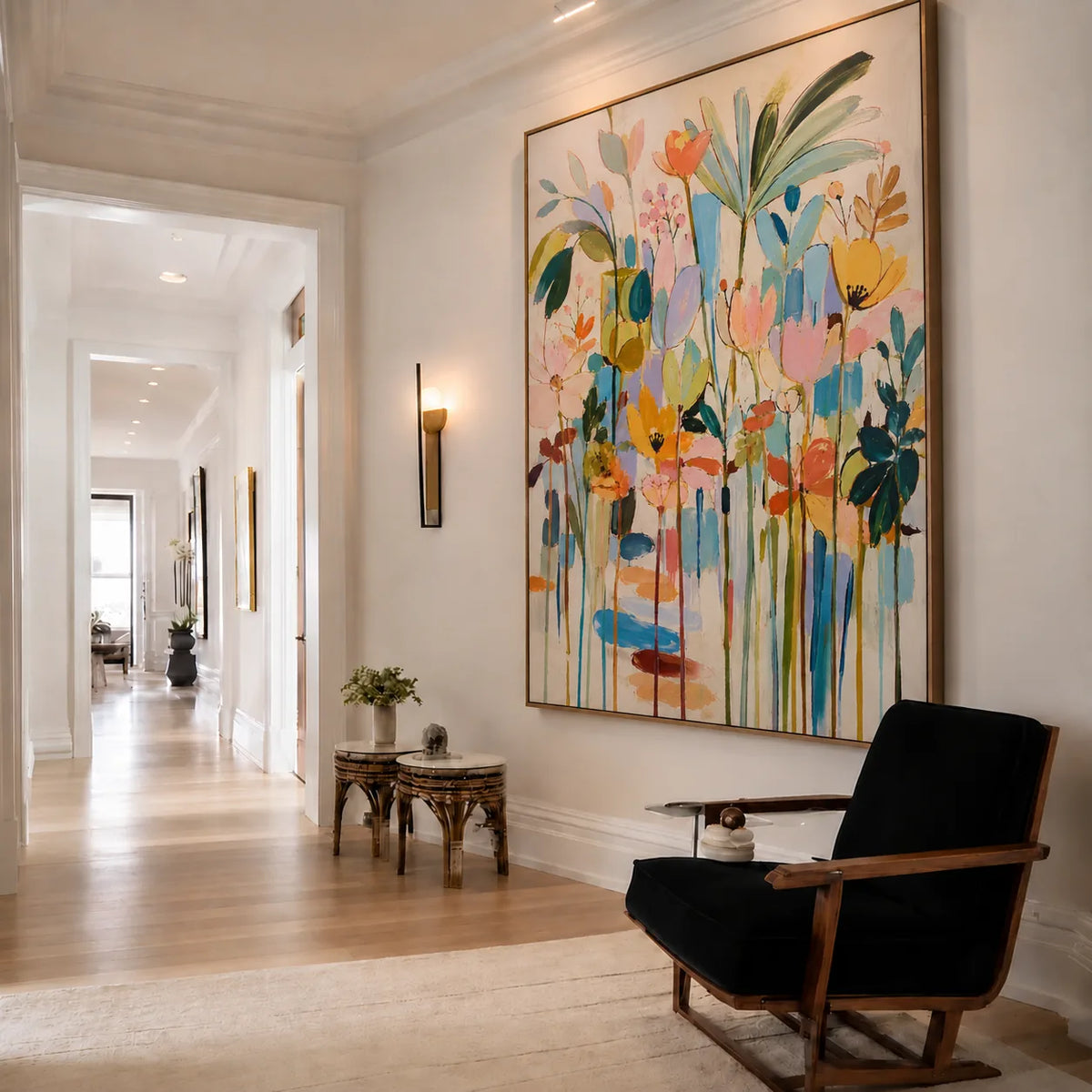 Pastel Garden Floral Wall Art styled interior scene 3 | Olyrel