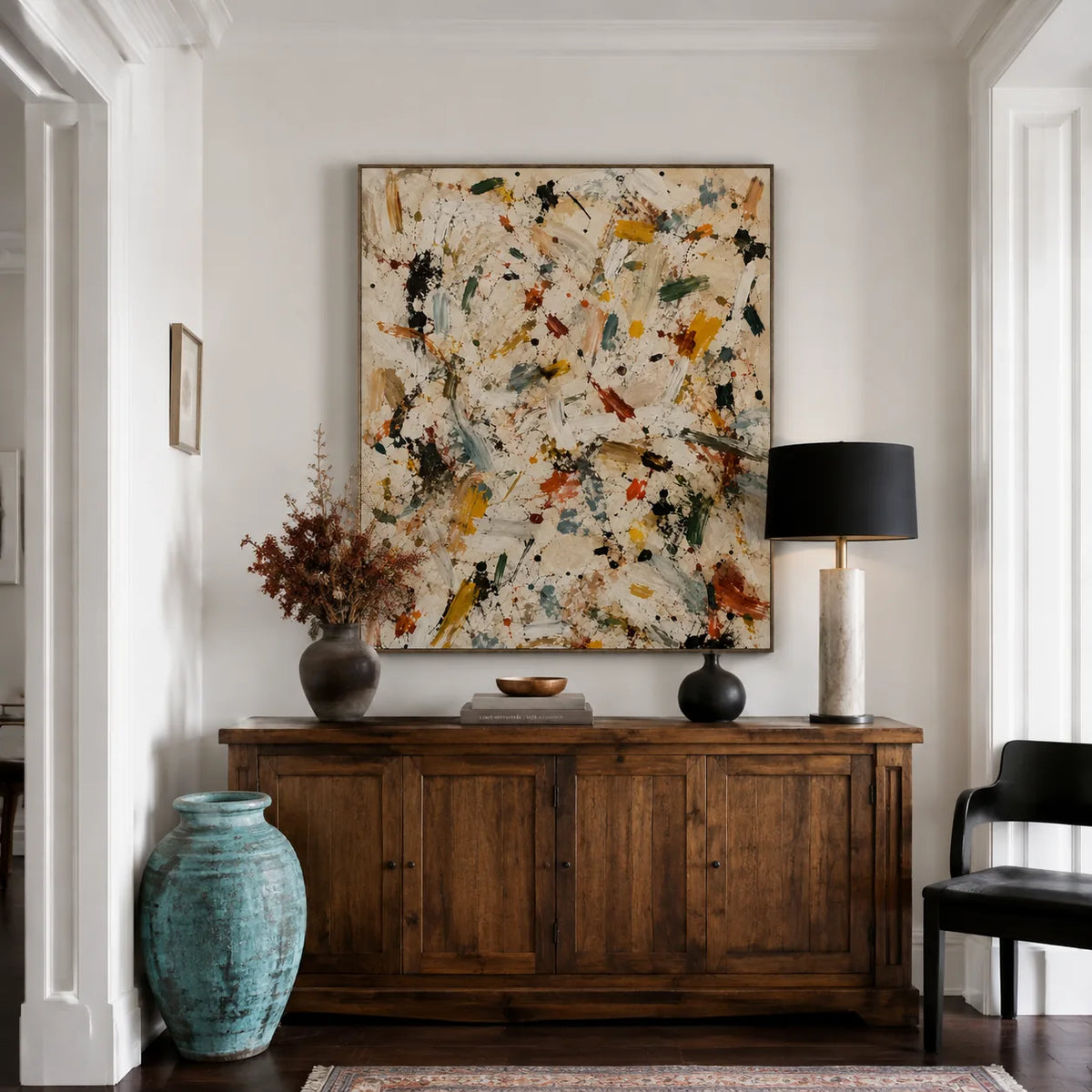 Confetti Trace Abstract Wall Art styled interior scene 2 | Olyrel