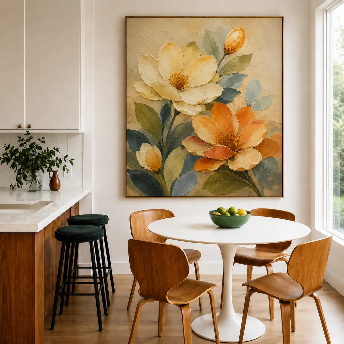 Apricot Bloom Floral Wall Art styled interior scene 5 | Olyrel