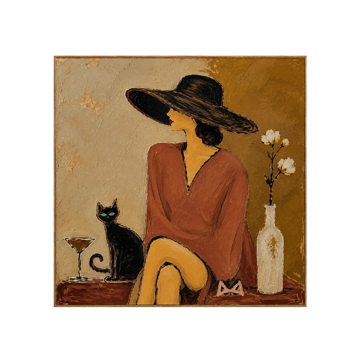 Burgundy Hat Figure Wall Art | Olyrel