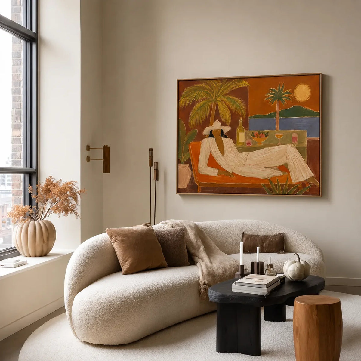 Riviera Recline Figure Wall Art styled interior scene 4 | Olyrel
