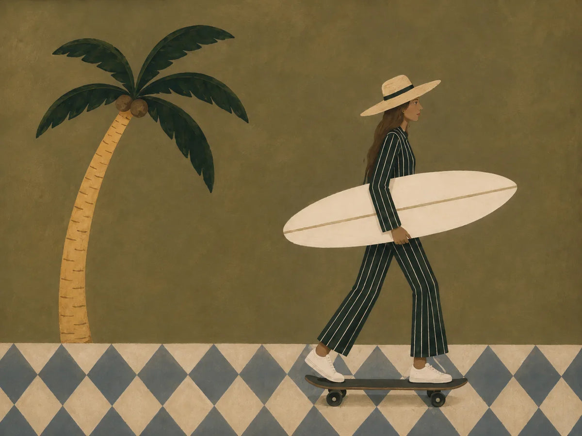 Olive Surfer Figure Wall Art artwork view | Olyrel