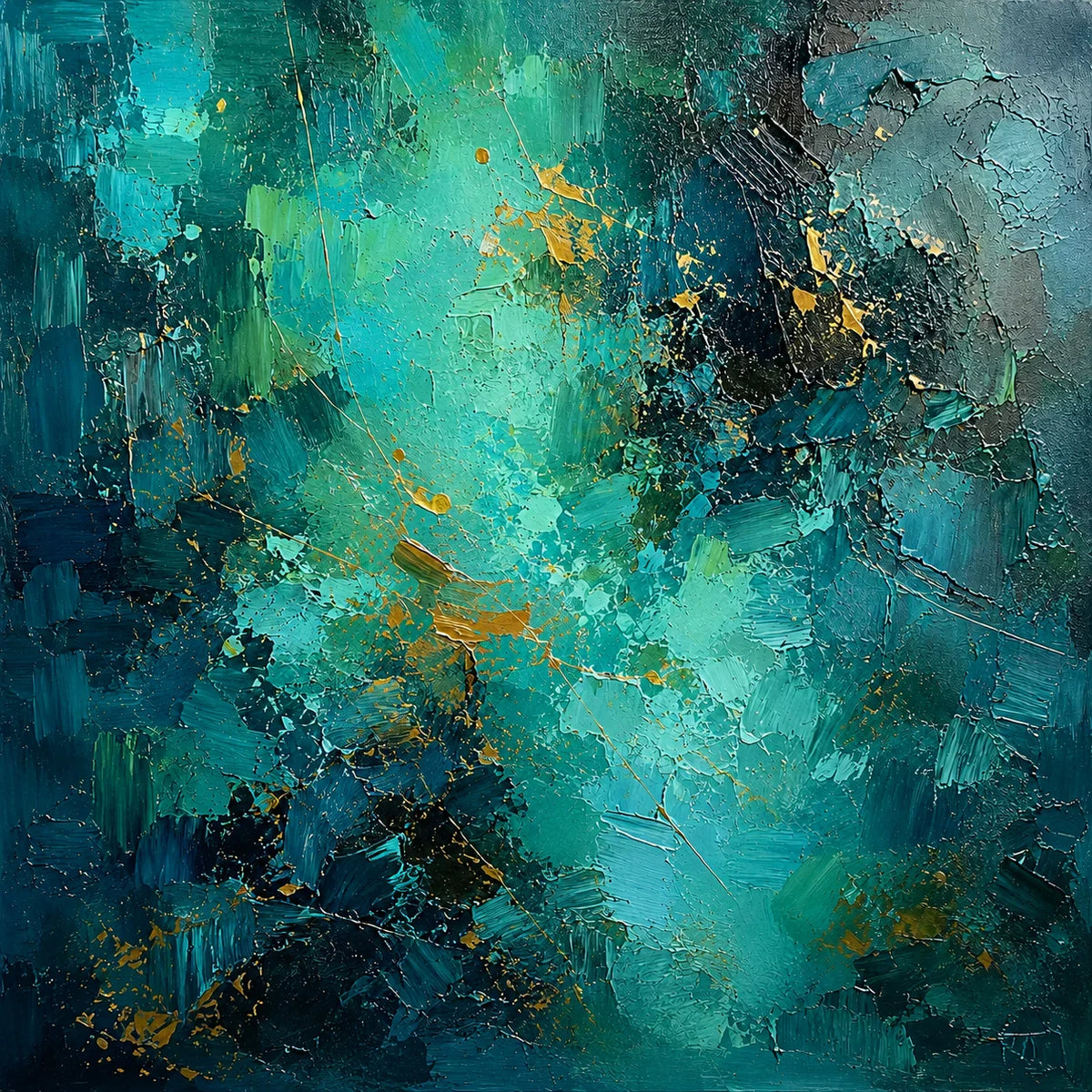 Emerald Current Abstract Wall Art artwork view | Olyrel