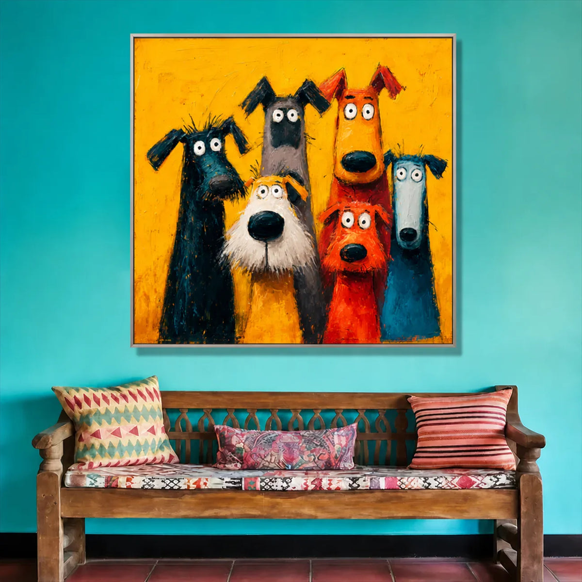 Yellow Dog Parade Wall Art styled interior scene 1 | Olyrel
