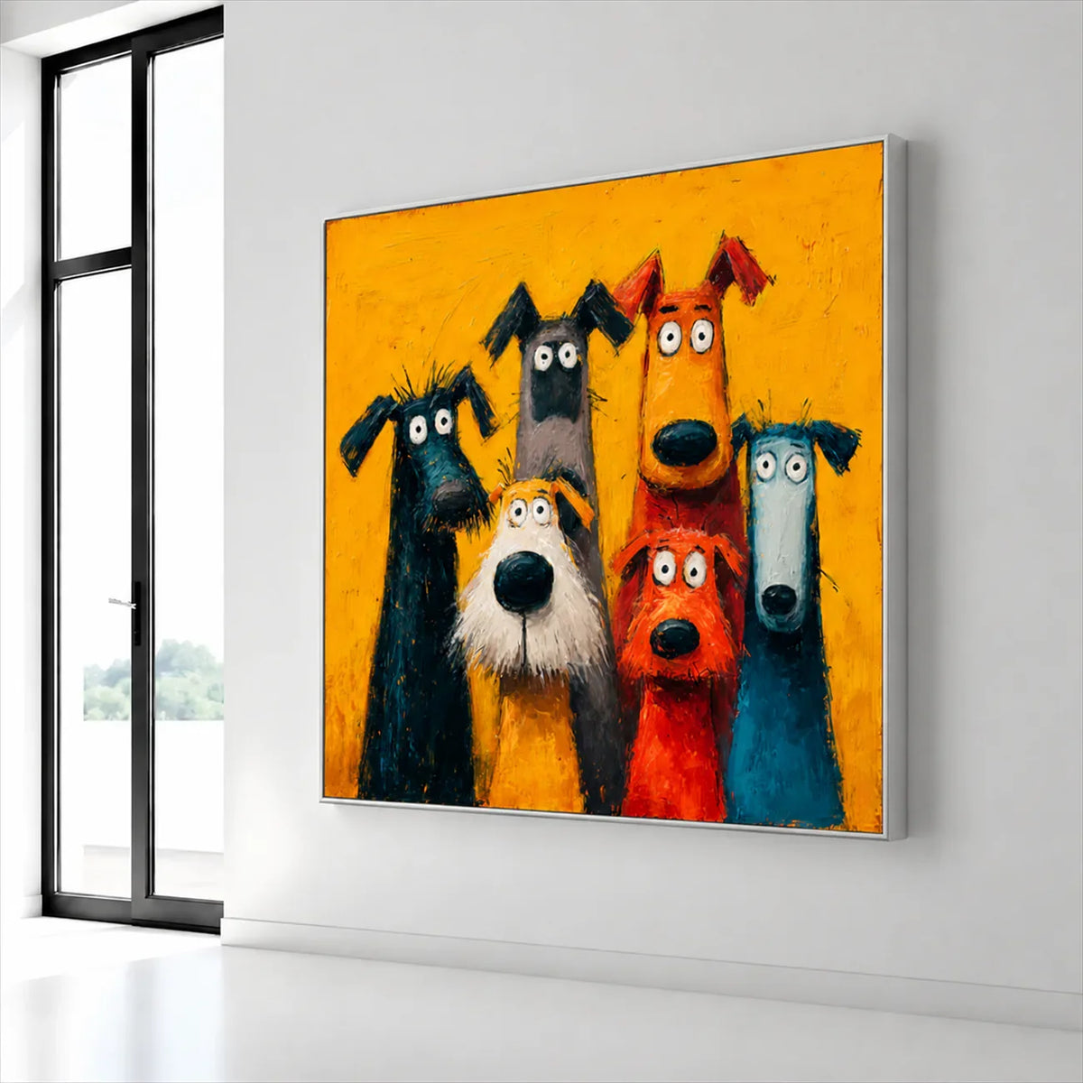 Yellow Dog Parade Wall Art styled interior scene 6 | Olyrel