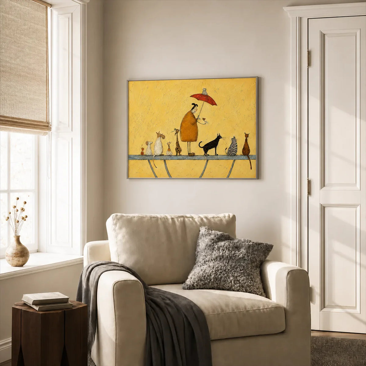 Umbrella Cat Parade Wall Art styled interior scene 4 | Olyrel