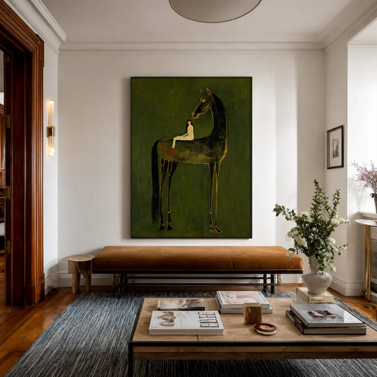 Olive Giant Horse Wall Art styled interior scene 1 | Olyrel