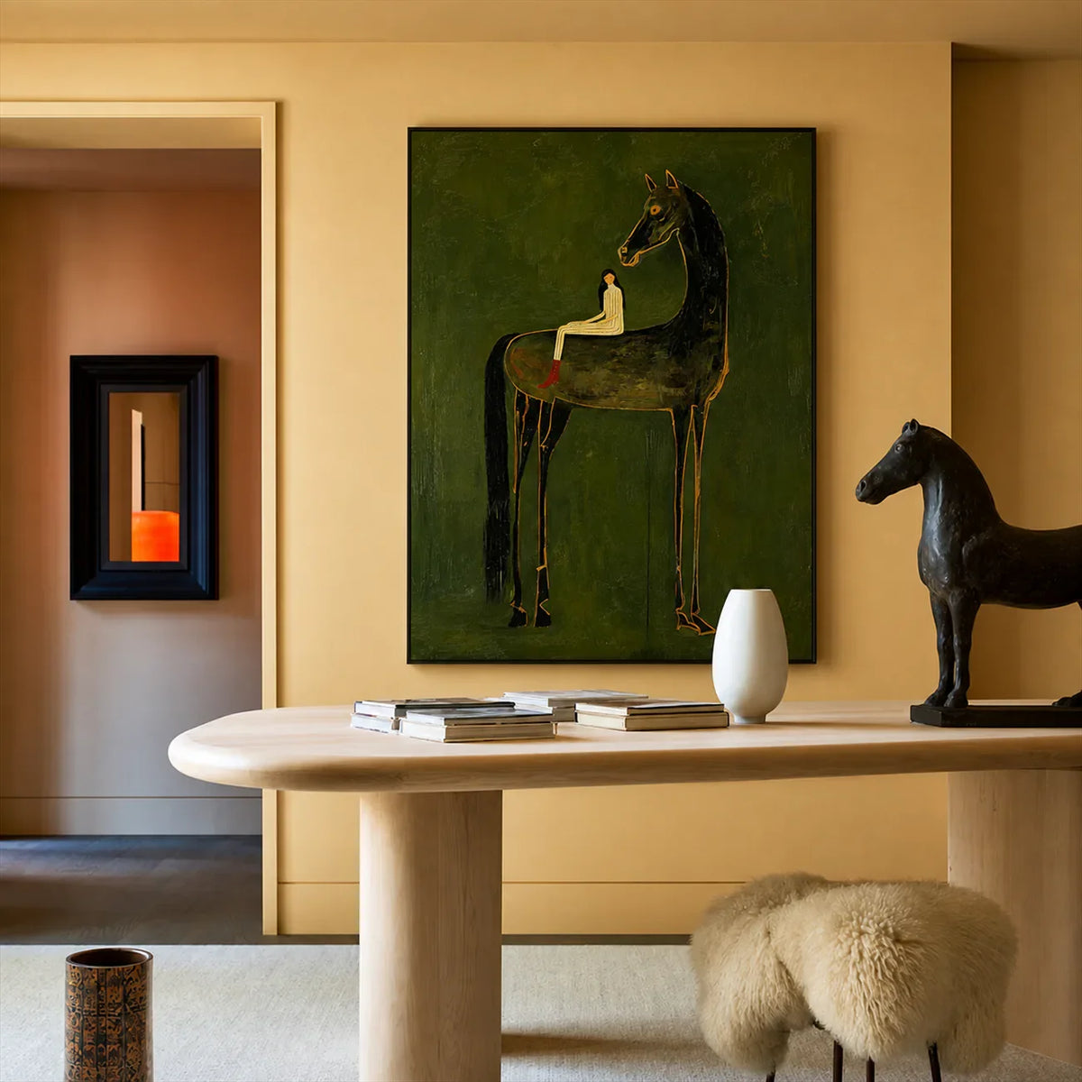 Olive Giant Horse Wall Art styled interior scene 5 | Olyrel