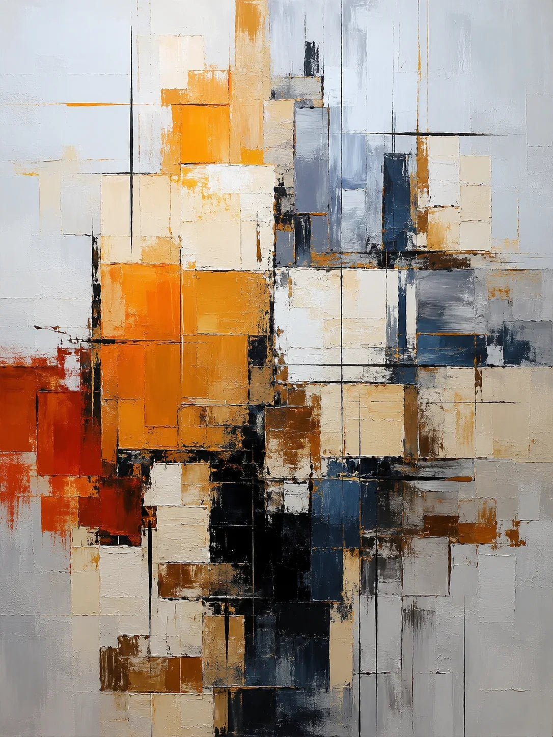 Original artwork view of Amber Grid Abstract Wall Art | Olyrel