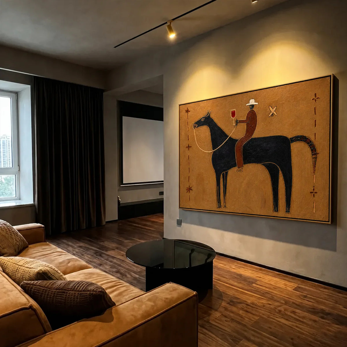 Western Toast Horse Wall Art styled interior scene 2 | Olyrel