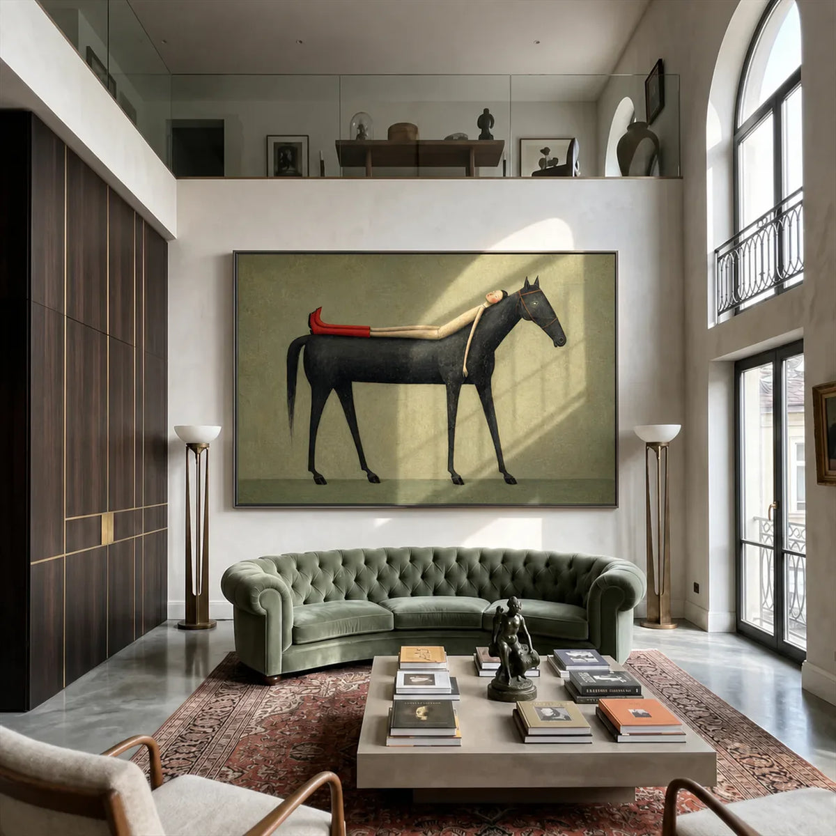 Sage Repose Horse Wall Art styled interior scene 4 | Olyrel