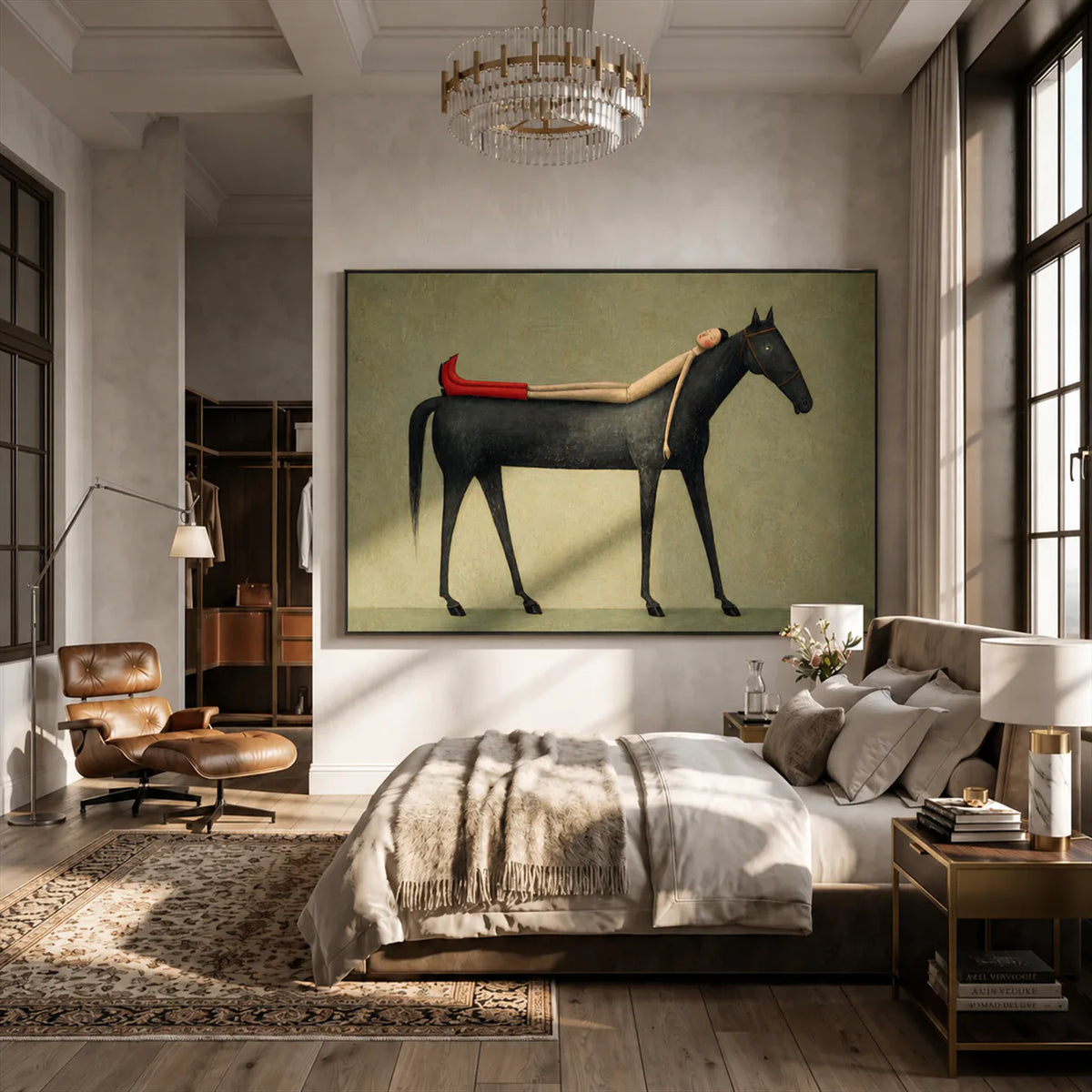 Sage Repose Horse Wall Art styled interior scene 5 | Olyrel