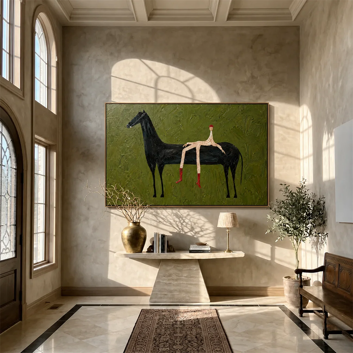 Striped Rider Horse Wall Art styled interior scene 4 | Olyrel