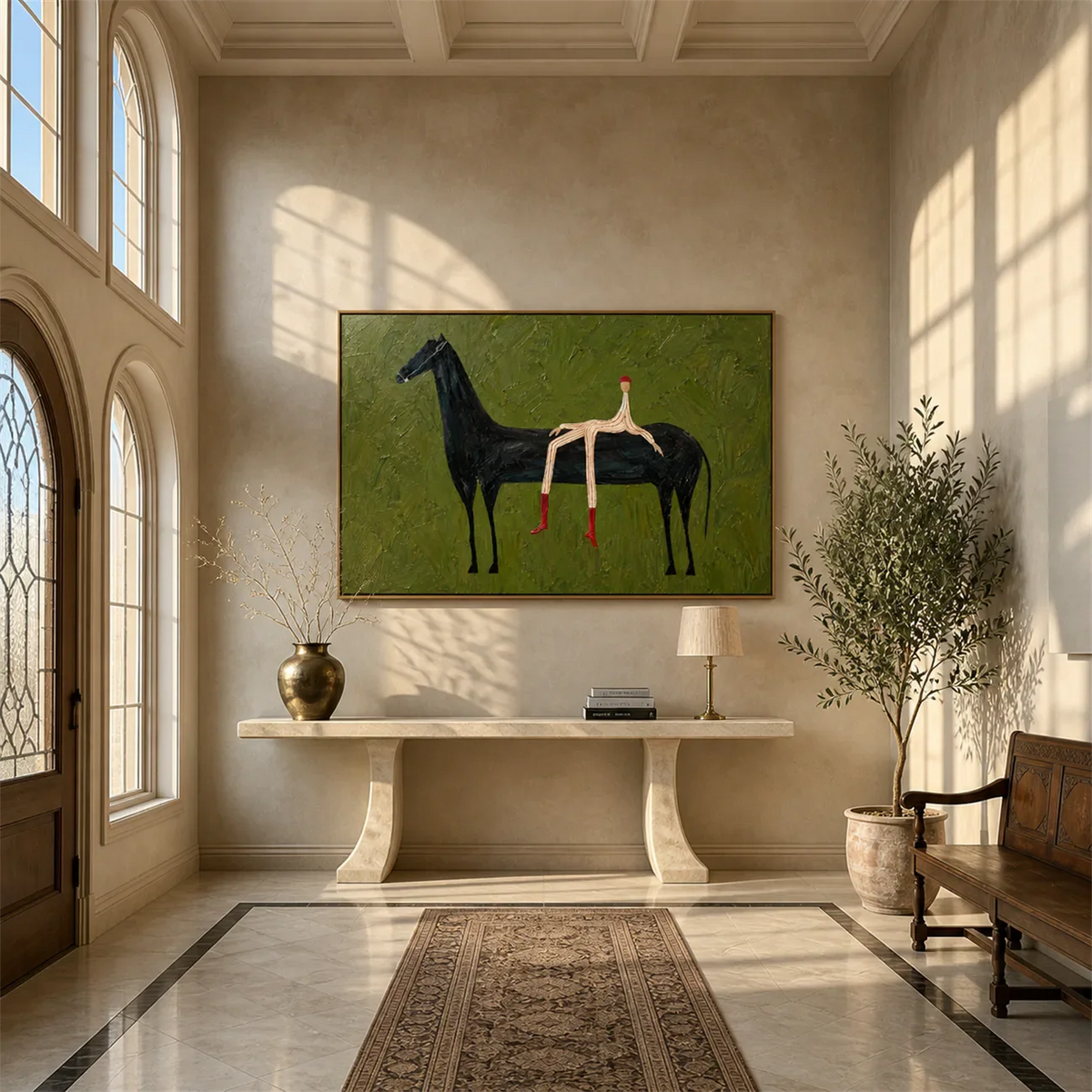 Striped Rider Horse Wall Art styled interior scene 5 | Olyrel