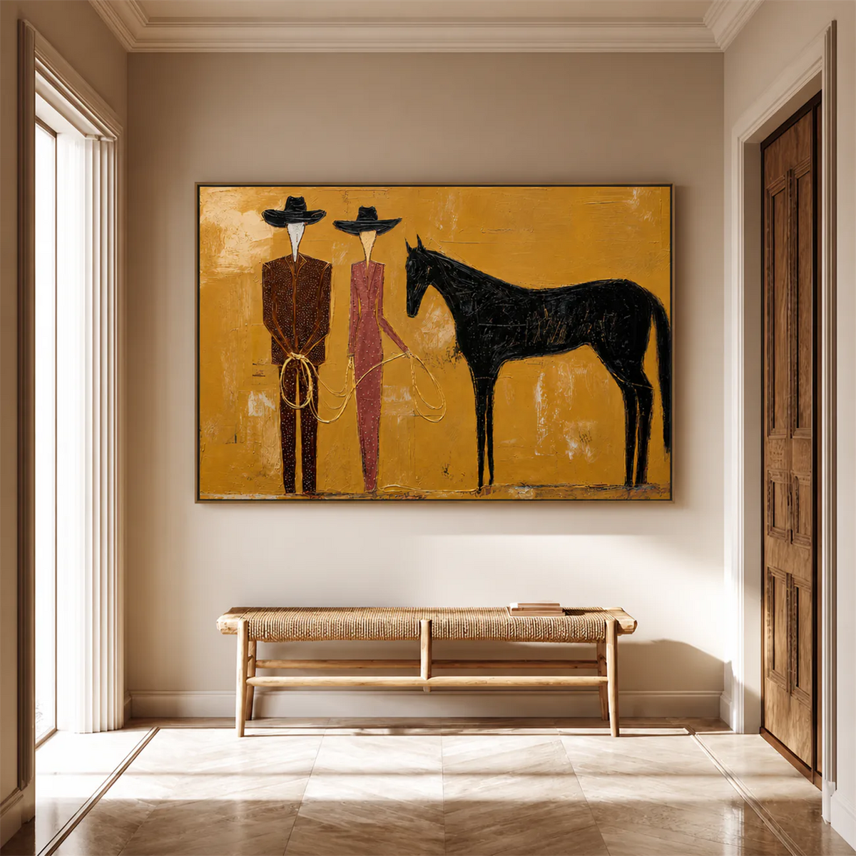 Western Pair Horse Wall Art styled interior scene 1 | Olyrel