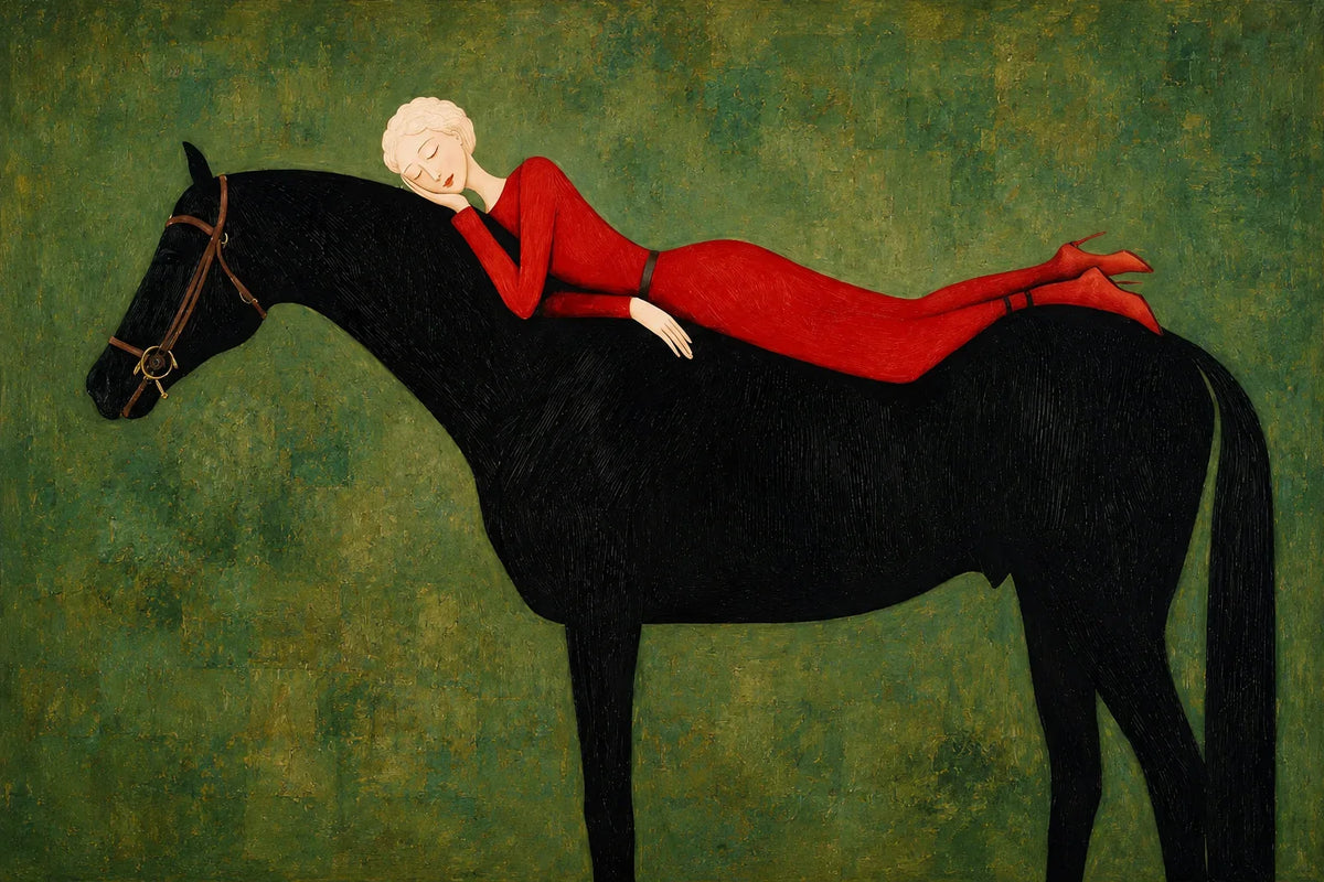 Crimson Repose Horse Wall Art artwork view | Olyrel