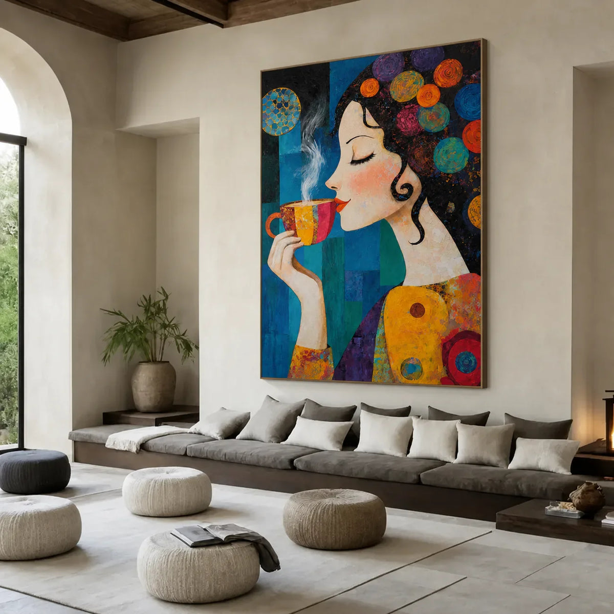 Morning Muse Textured Coffee Wall Art styled interior scene 4 | Olyrel