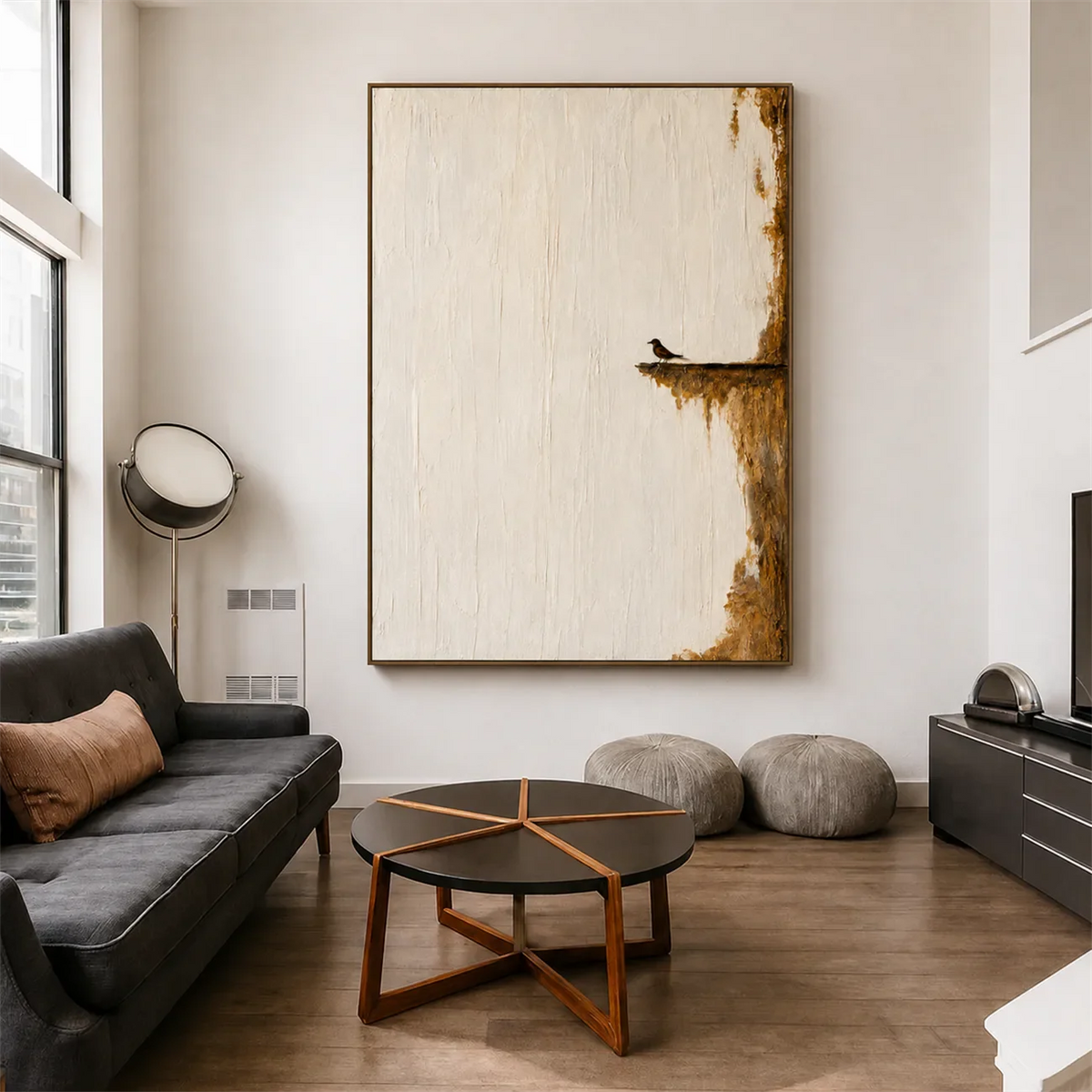 Quiet Perch Textured Wall Art styled interior scene 4 | Olyrel