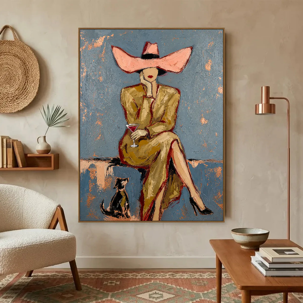 Pink Bow Muse Wall Art styled interior scene 5 | Olyrel