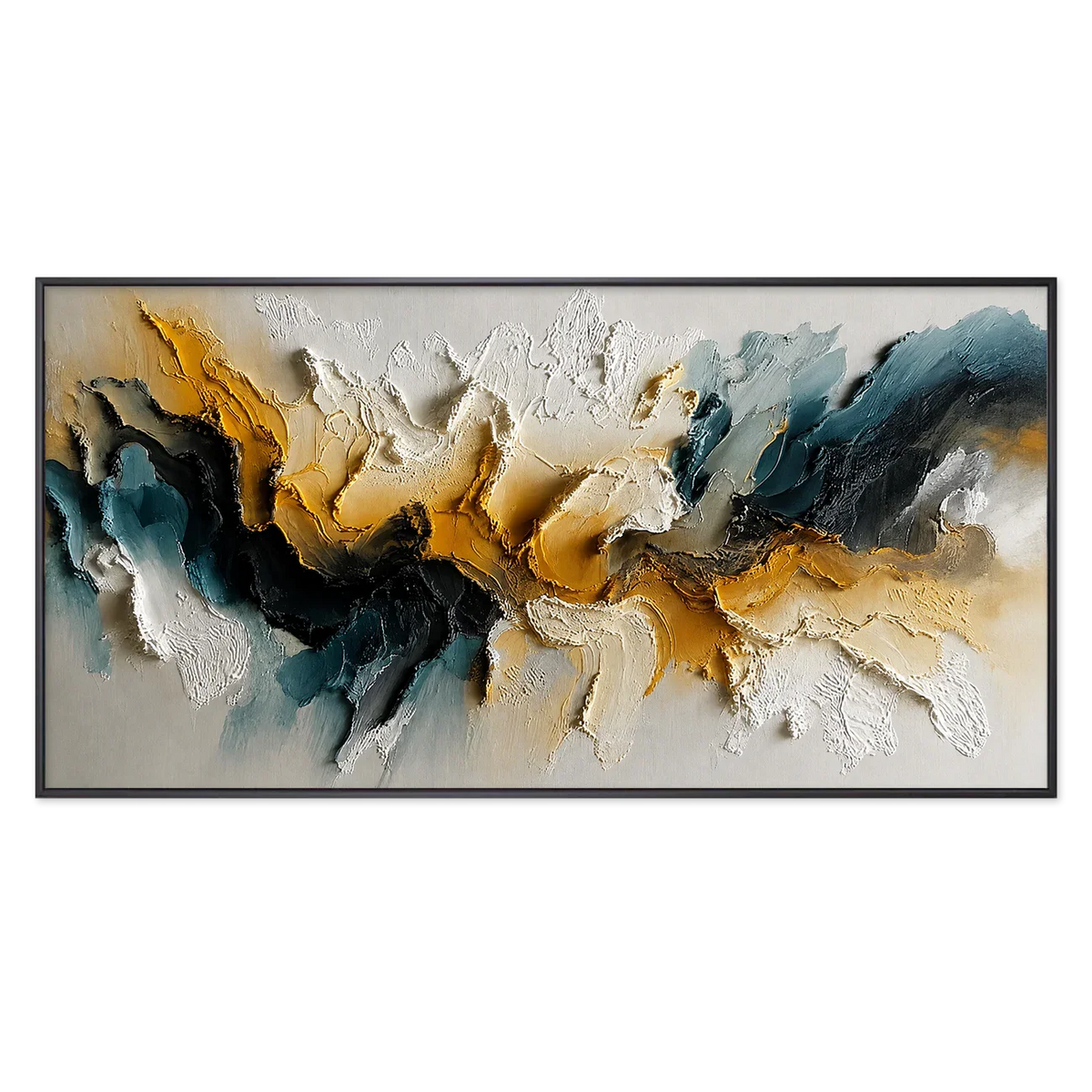 Teal Gold Rift Textured Wall Art | Olyrel