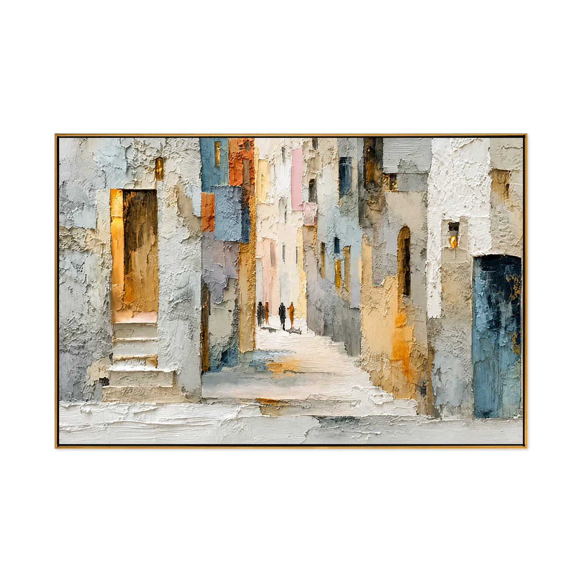 Sunlit Alley Textured Cityscape Wall Art | Olyrel
