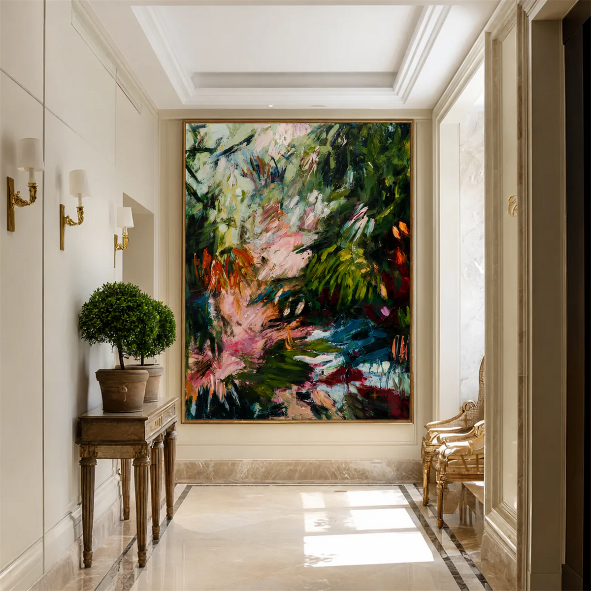 Wild Garden Reverie Textured Wall Art styled interior scene 4 | Olyrel