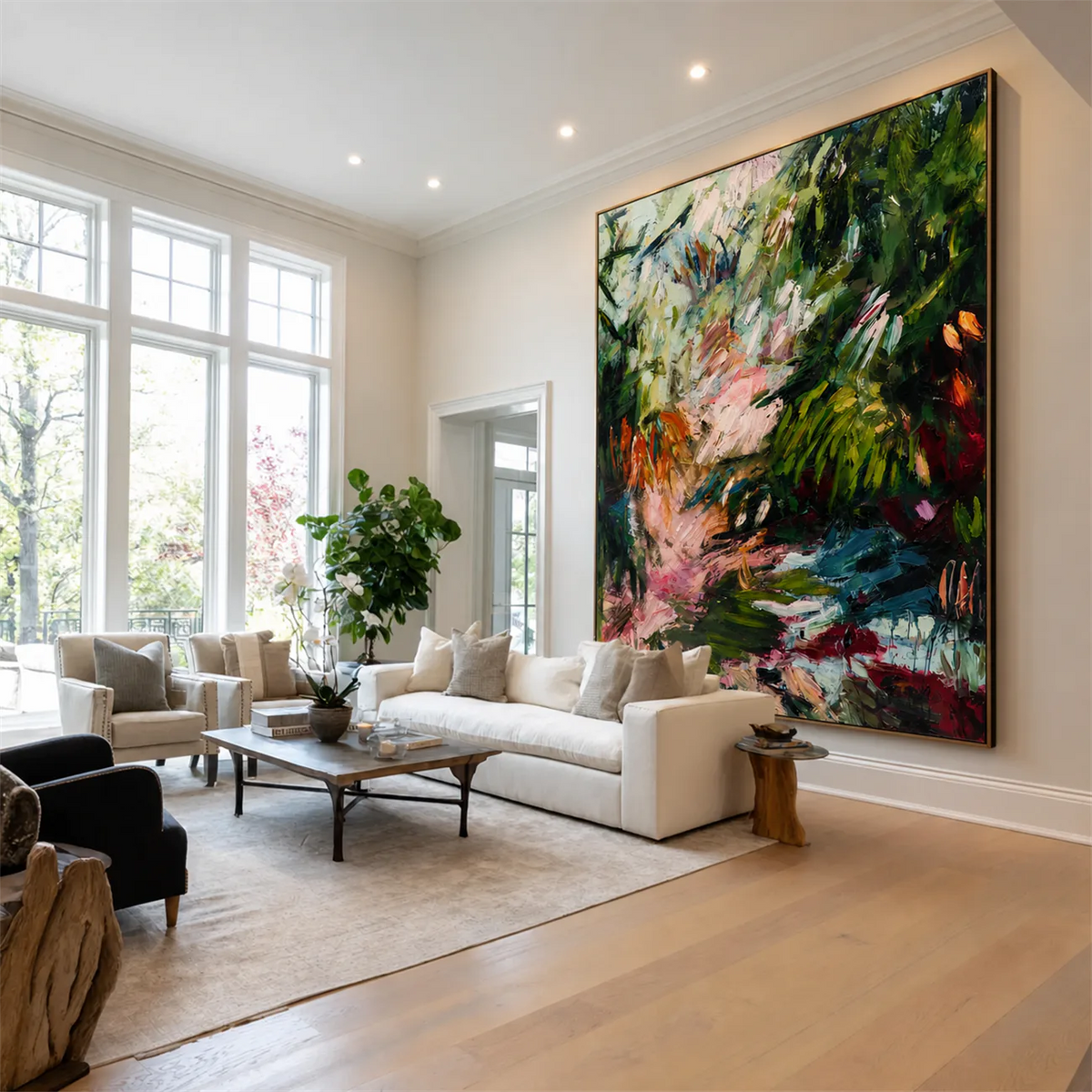 Wild Garden Reverie Textured Wall Art styled interior scene 5 | Olyrel