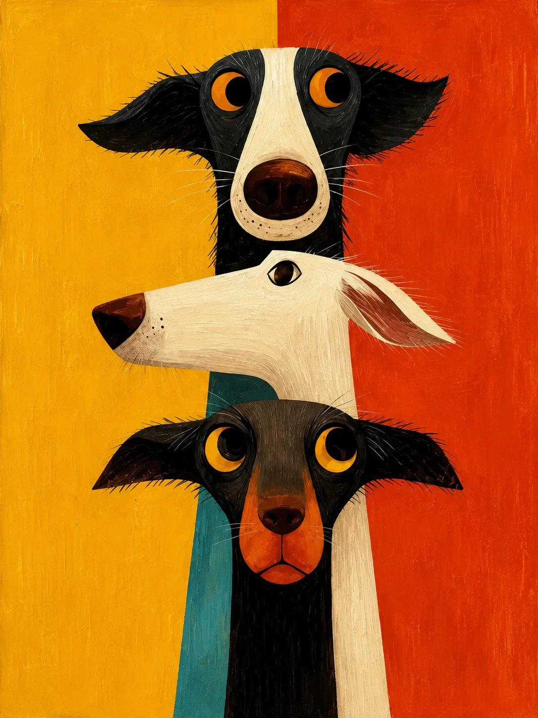 Colorblock Dog Trio Wall Art artwork view | Olyrel
