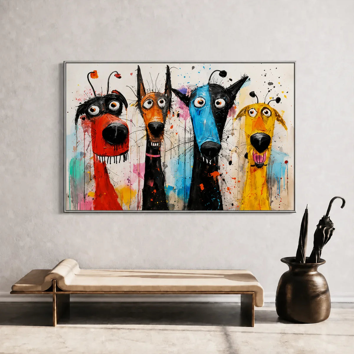 Splash Hound Quartet Wall Art styled interior scene 5 | Olyrel