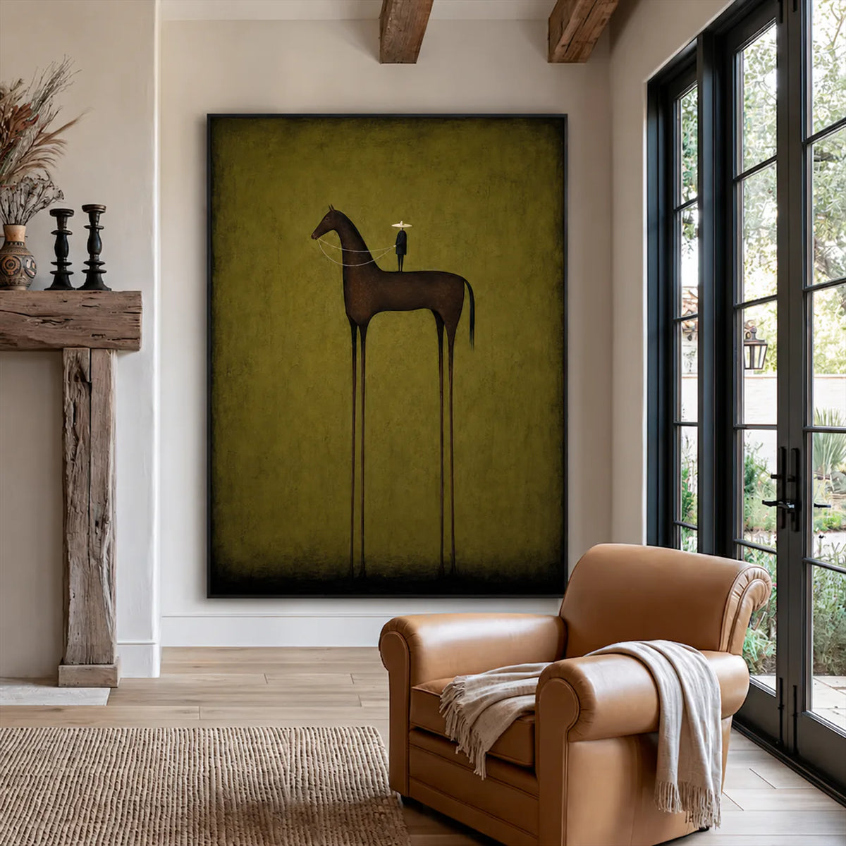 Olive Sentinel Horse Wall Art styled interior scene 1 | Olyrel