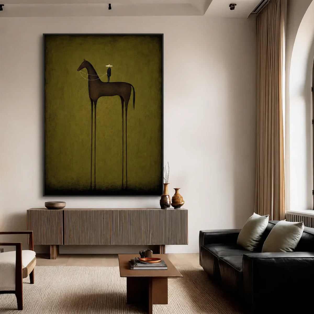 Olive Sentinel Horse Wall Art styled interior scene 4 | Olyrel