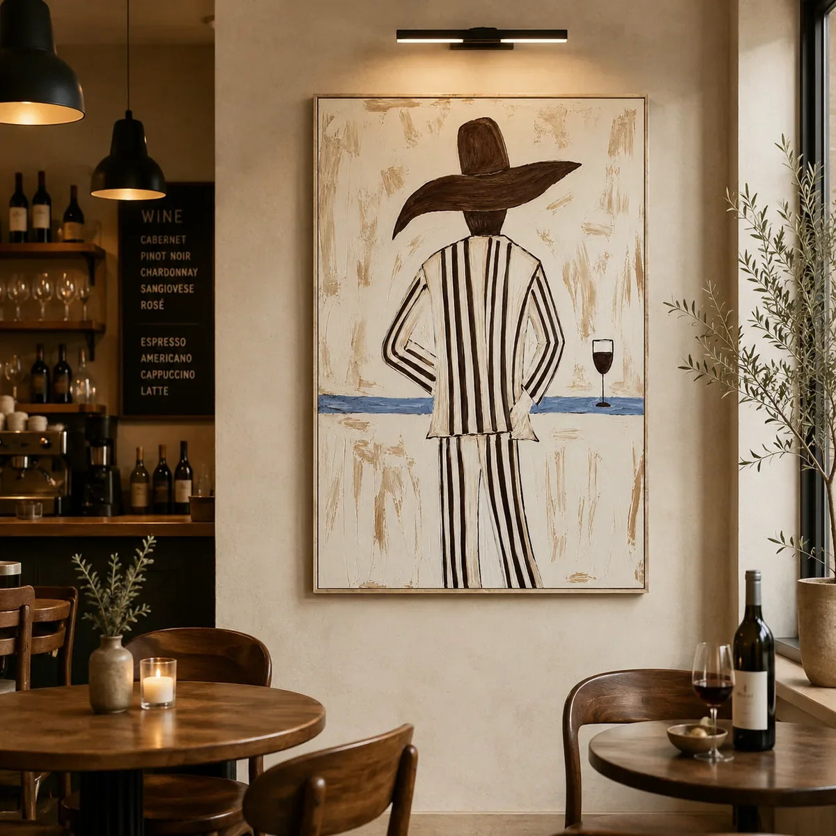 Sun Hat Figure Wall Art shown in a quiet home office | Olyrel