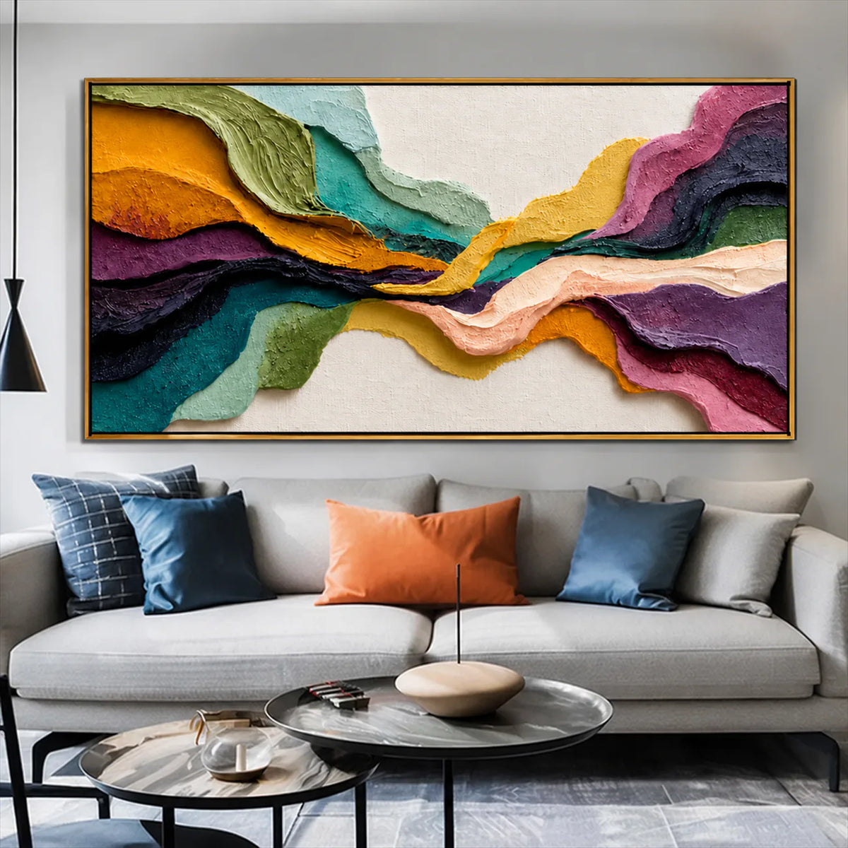 Chromatic Tides Textured Wall Art styled interior scene 4 | Olyrel