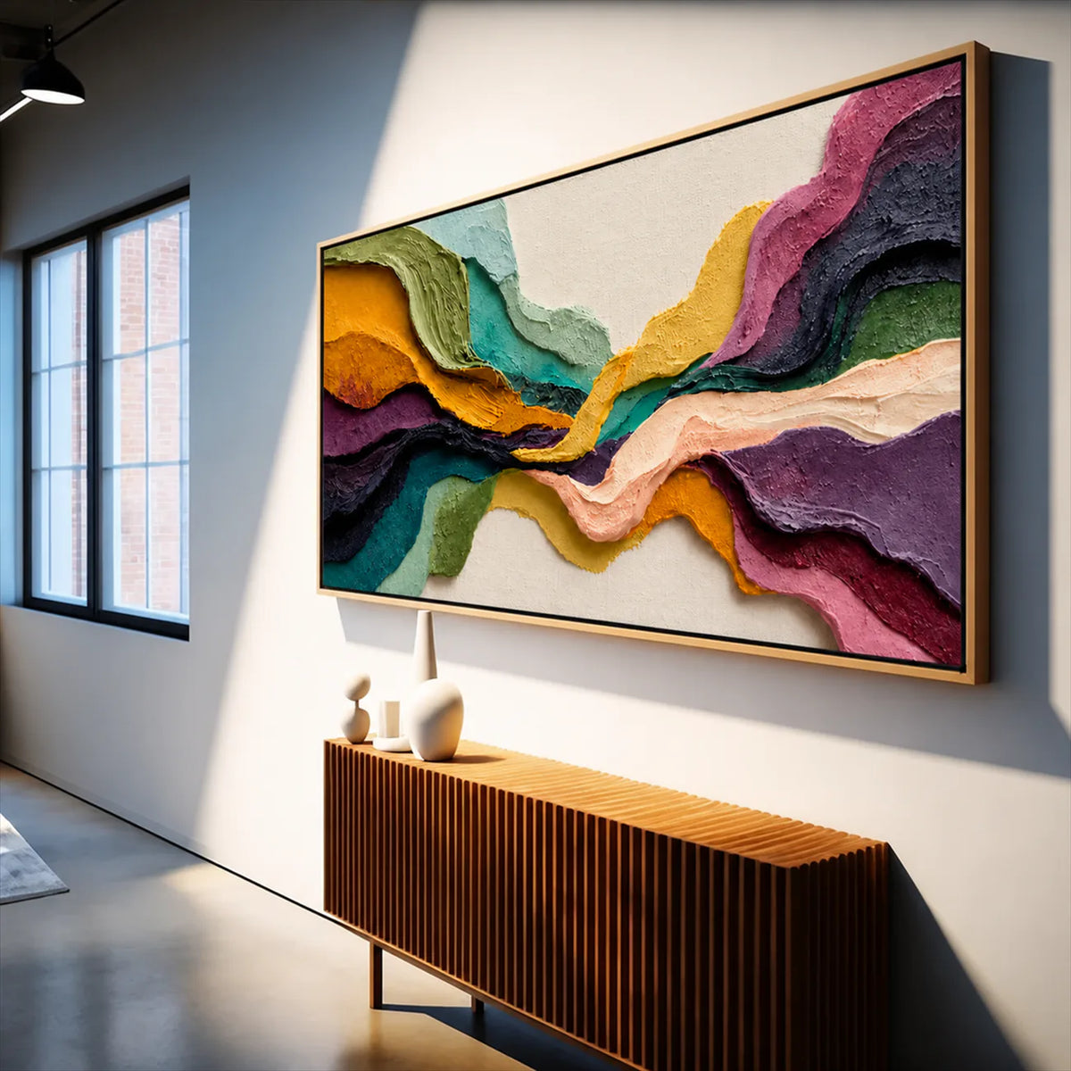 Chromatic Tides Textured Wall Art styled interior scene 5 | Olyrel
