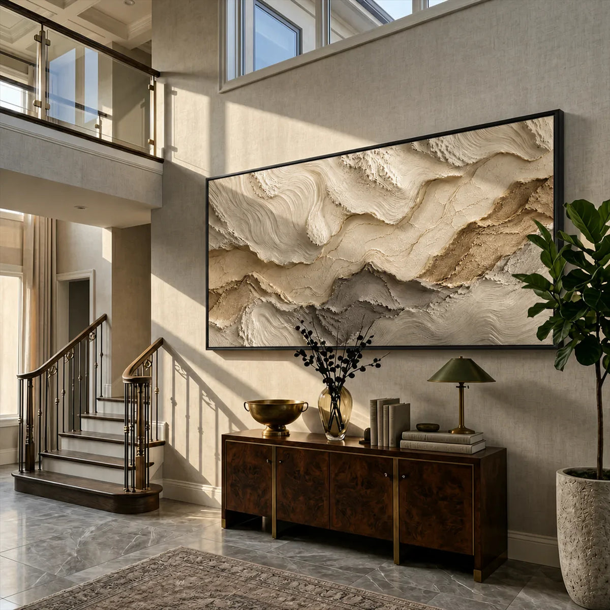 Ivory Strata Textured Wall Art styled interior scene 4 | Olyrel