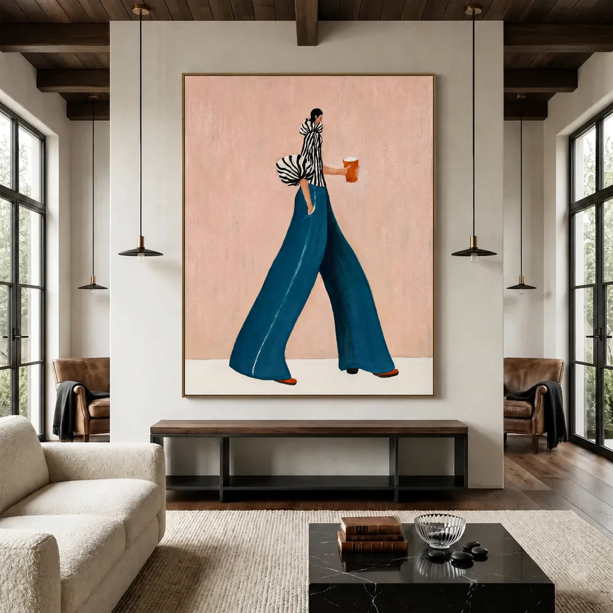 Striped Stroll Fashion Wall Art styled interior scene 2 | Olyrel