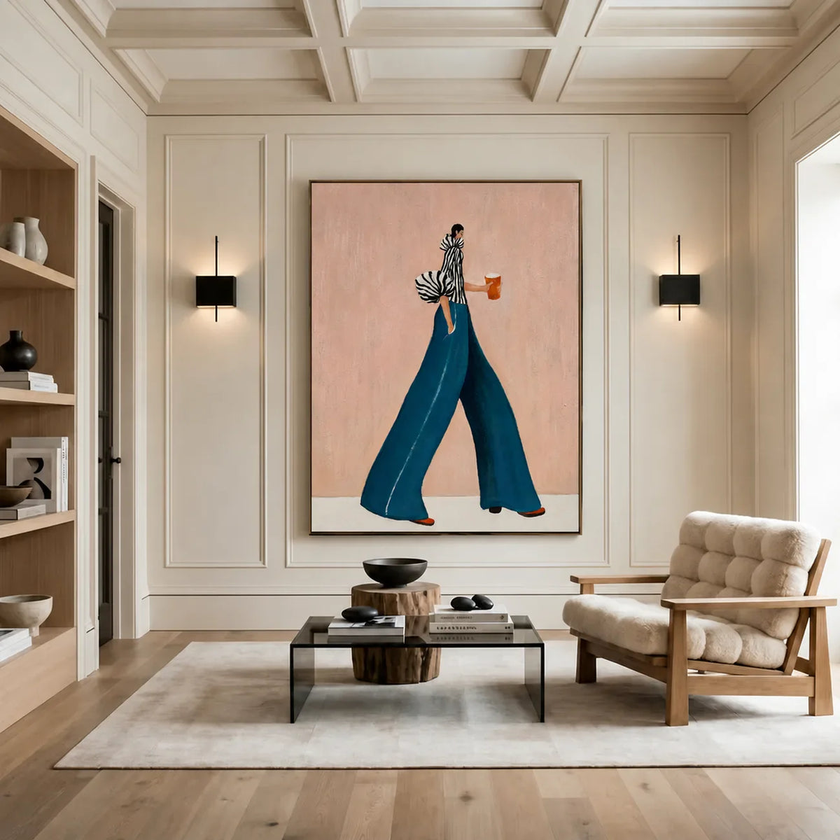 Striped Stroll Fashion Wall Art styled interior scene 4 | Olyrel