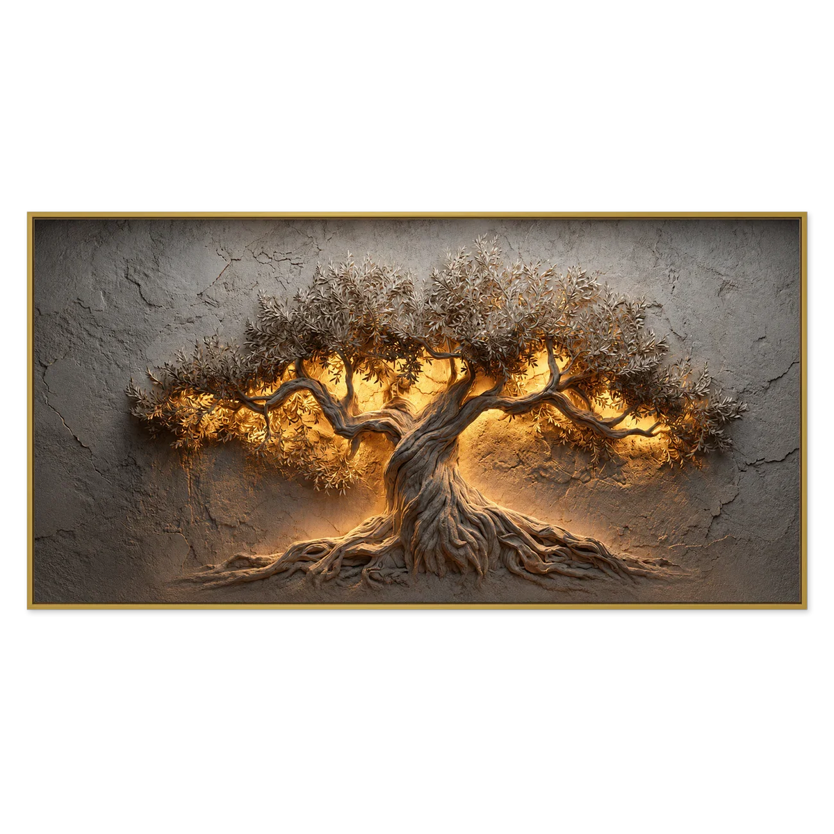 Golden Olive Tree Panoramic Wall Art | Olyrel
