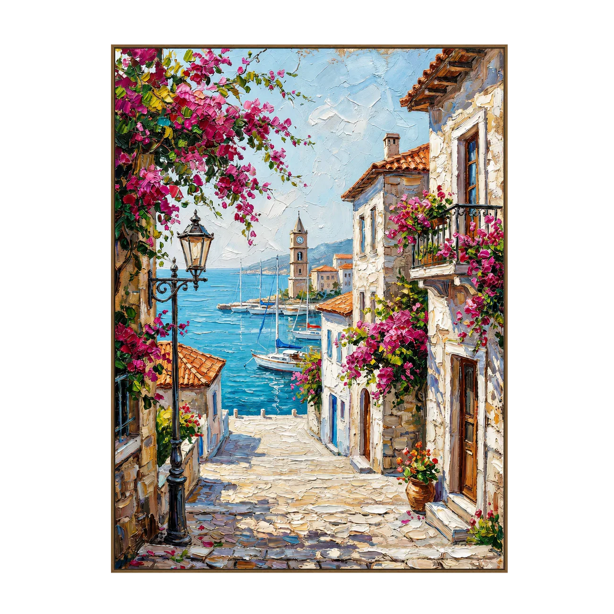 Bougainvillea Harbor Cityscape Wall Art | Olyrel